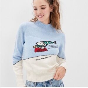 Snoopy American Eagle Mock Neck Turtleneck Knit Winter Sweater Small S